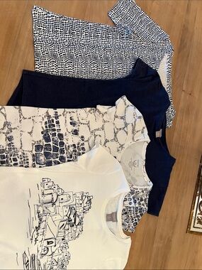 Chico's Navy and White Mixed Short-Sleeve Tee Set